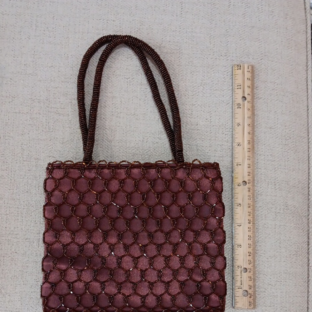 Elegant Brown Beaded Handbag